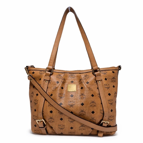 MCM Visetos Monogram Tote/Shoulder Bag/Messenger Bag AUTHENTIC